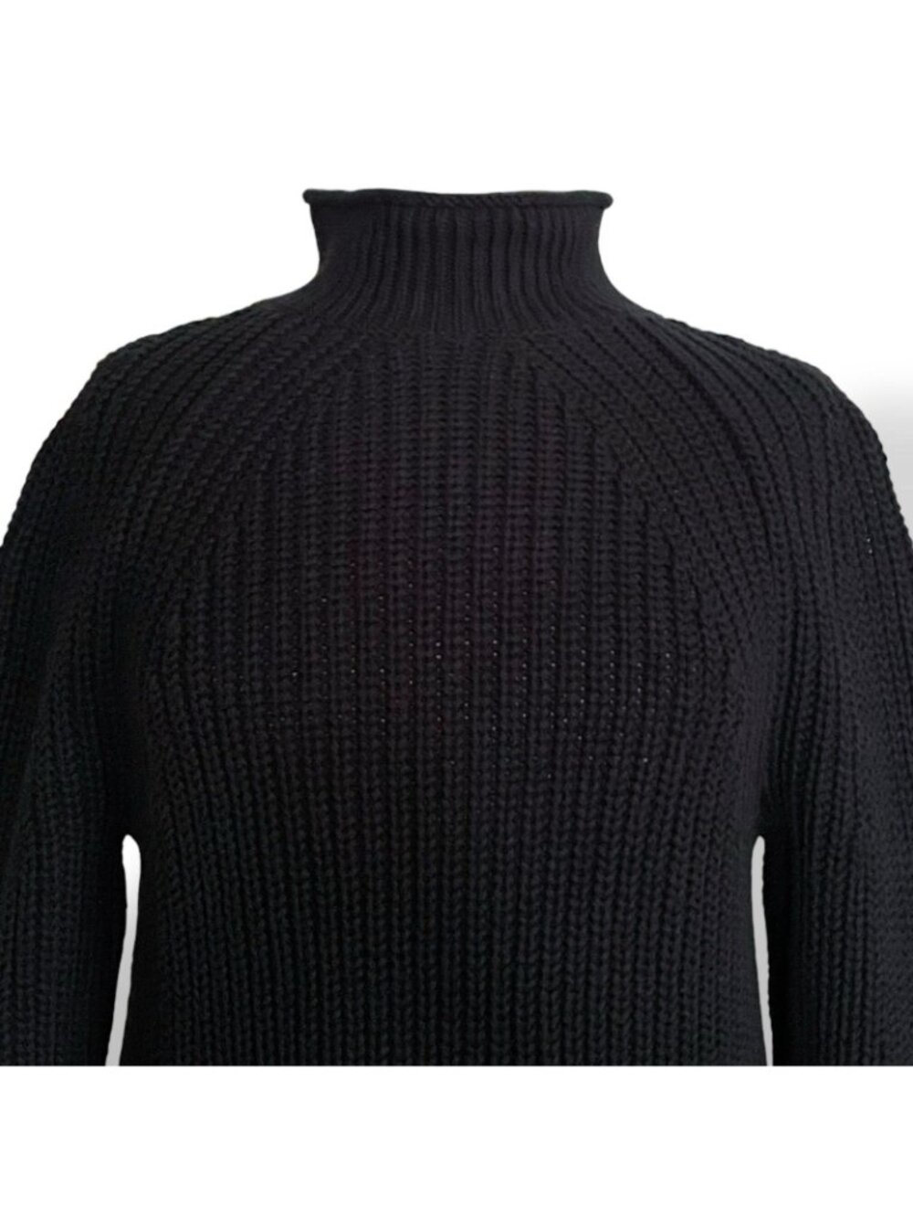 J Crew Womens Relaxed Rollneck Sweater XS Black Cotton Preppy Oversized Chunky - Picture 5 of 10
